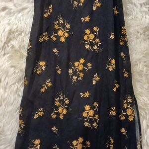 Black Mini Dress with Mustard Floral Print